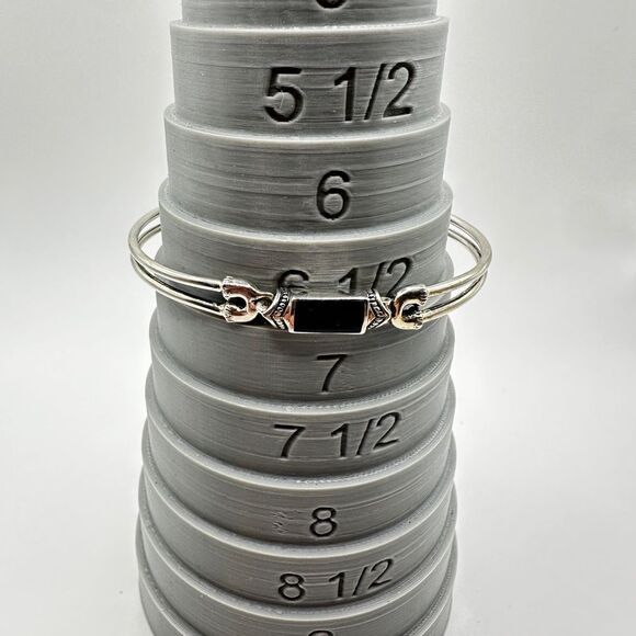 Vintage Sterling Silver, Onyx inlay bangle, hinge bracelet! - Picture 9 of 10